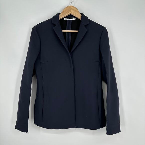 JIL SANDER Tailored Jacket Notch Lapel Classic Blazer, Navy Blue - Picture 1 of 11